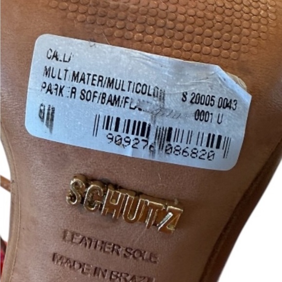 Schutz X Revolve CALLA Lace-Up Multi-Color Tassel Bamboo Brown Block Heel Size 8 - Picture 4 of 16